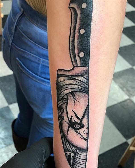 Me vs Me Tattoo. . Chucky knife tattoo